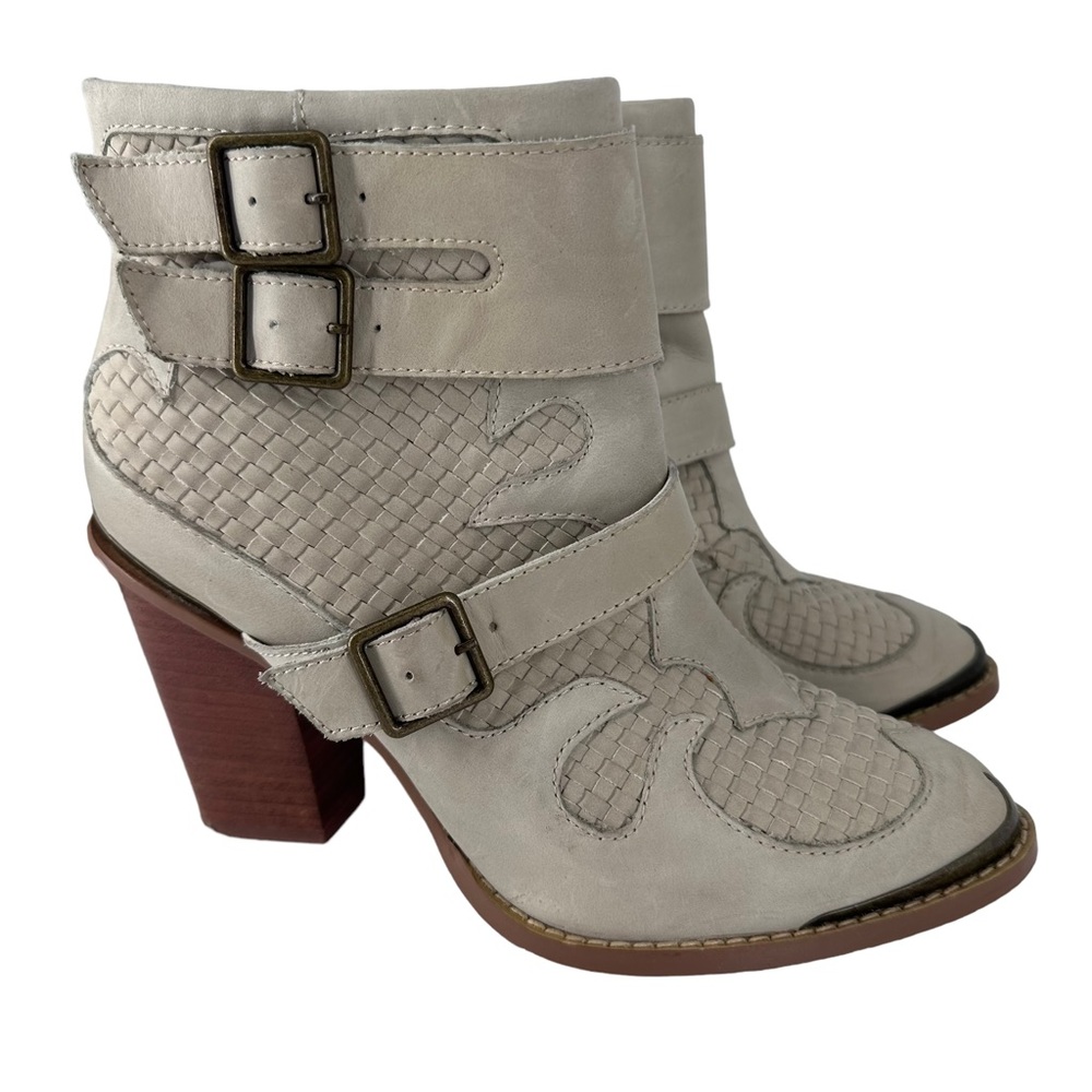 KENSIE HAMLIN SAGE LEATHER ANKLE STRAPS WESTERN BOOTIE WOMEN SIZE US 8M